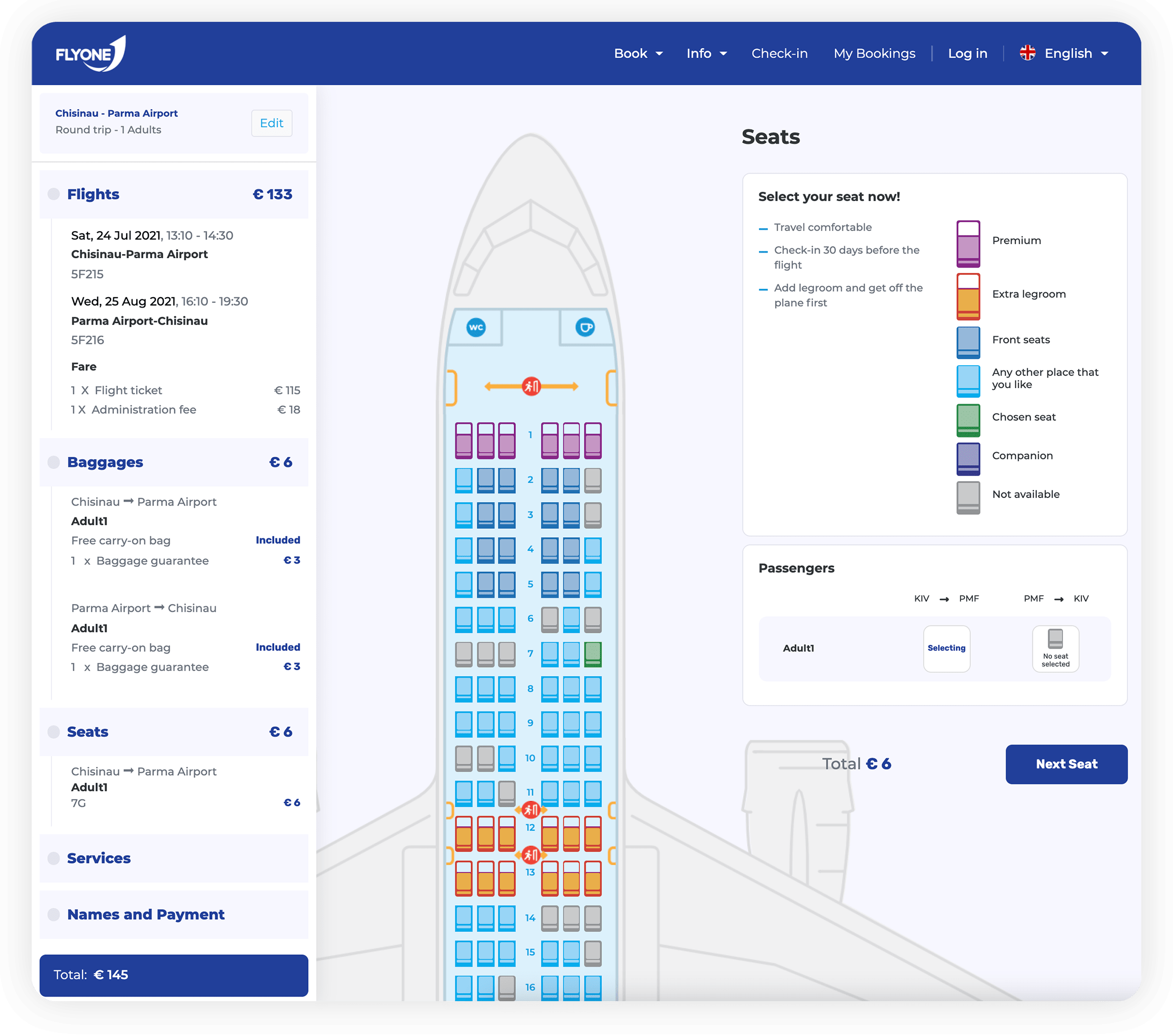 FLYONE interface design