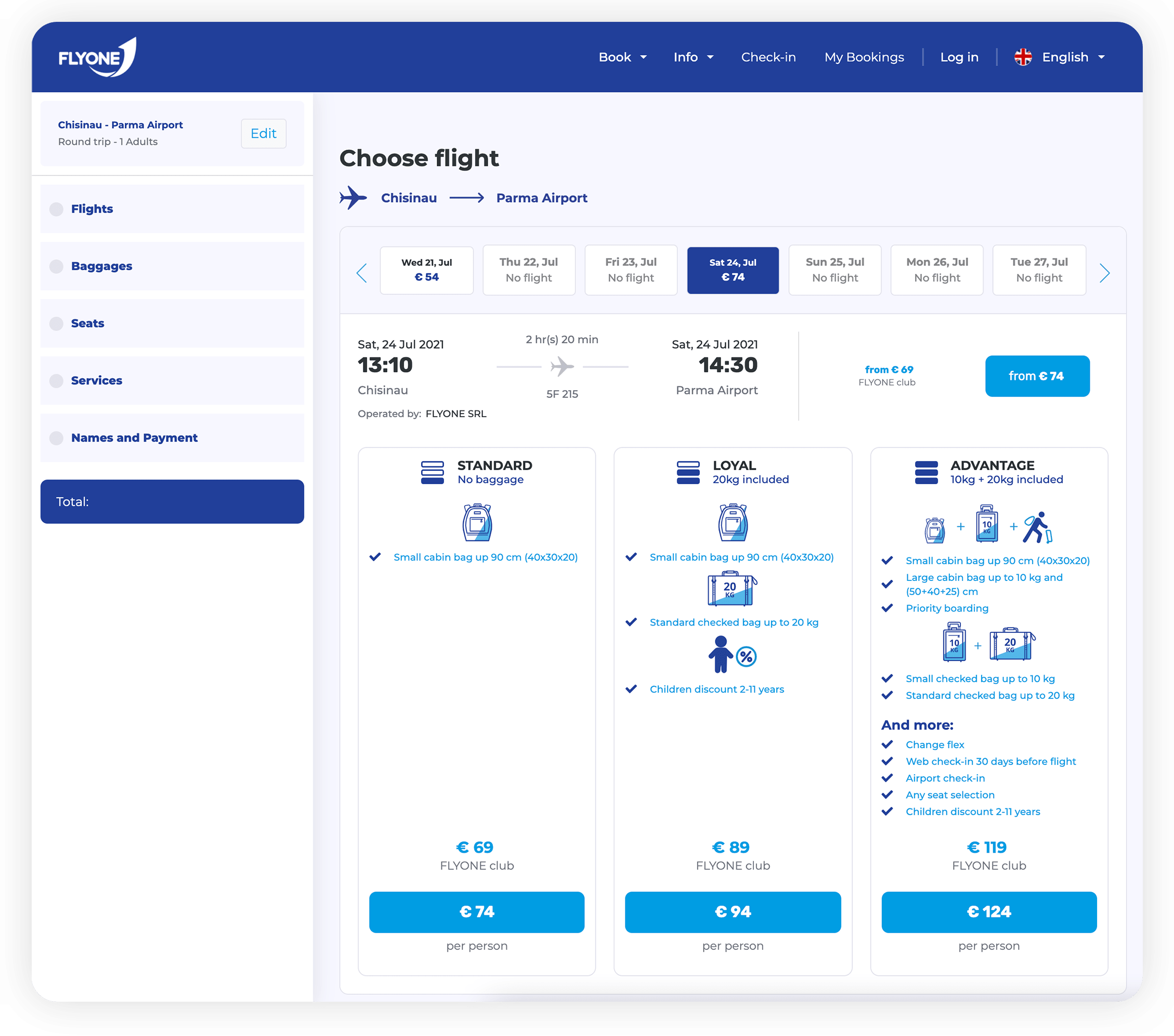 FLYONE UX/UI design