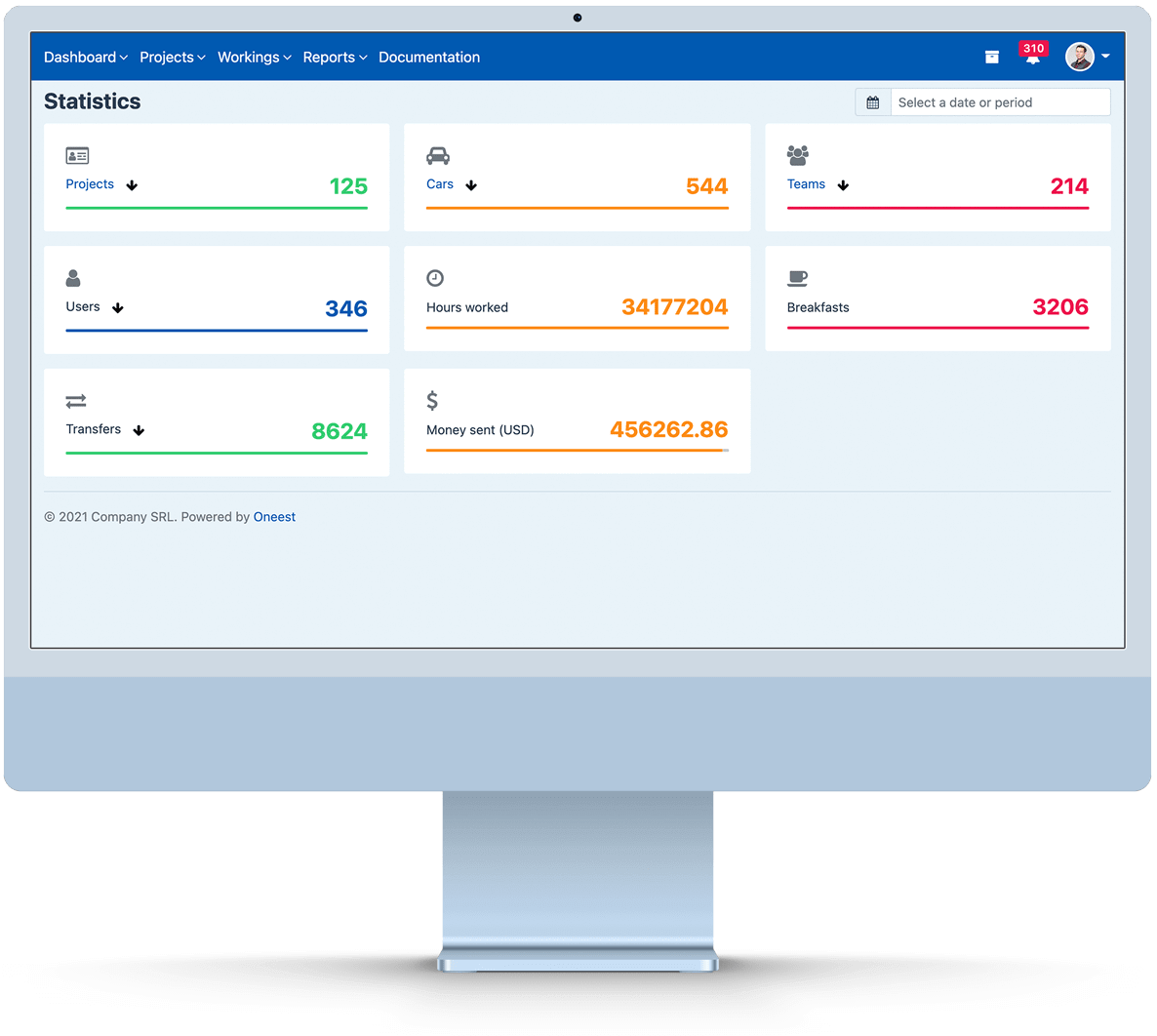 ERP dashboard/statistics